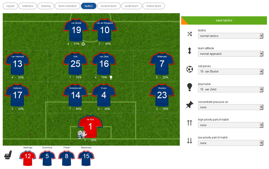 Football-o-Rama online soccer manager team tactics